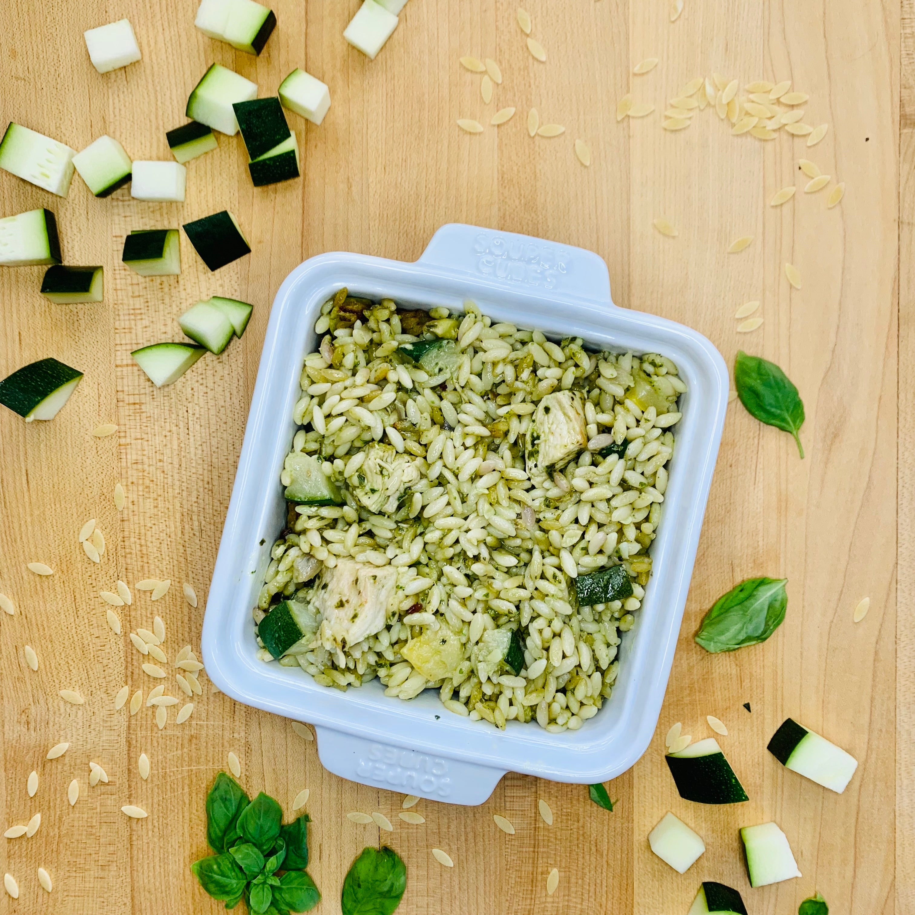 Creamy Pesto Chicken, Zucchini, and Orzo Pasta