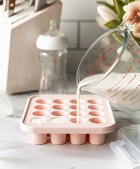 2 Pieces Breastmilk Storage Container Baby Food Milk Silicone Freezer Trays  with Lid Breastmilk Freezer Tray Organizer Ice Trays Silicone Breastmilk