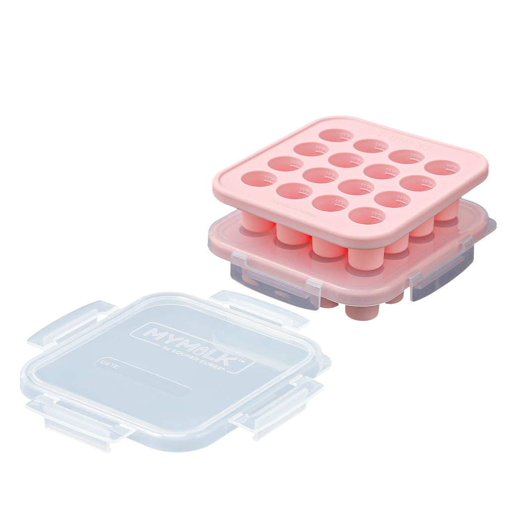 2 Pieces Breastmilk Storage Container Baby Food Milk Silicone Freezer Trays  with Lid Breastmilk Freezer Tray Organizer Ice Trays Silicone Breastmilk